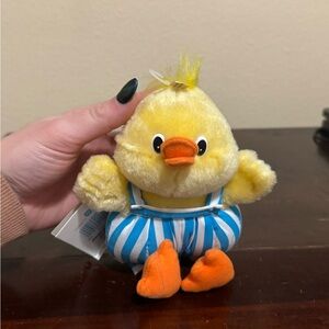 Vintage American Greetings Feathers Chick Duckling Easter Plush 7" Overalls 1991
